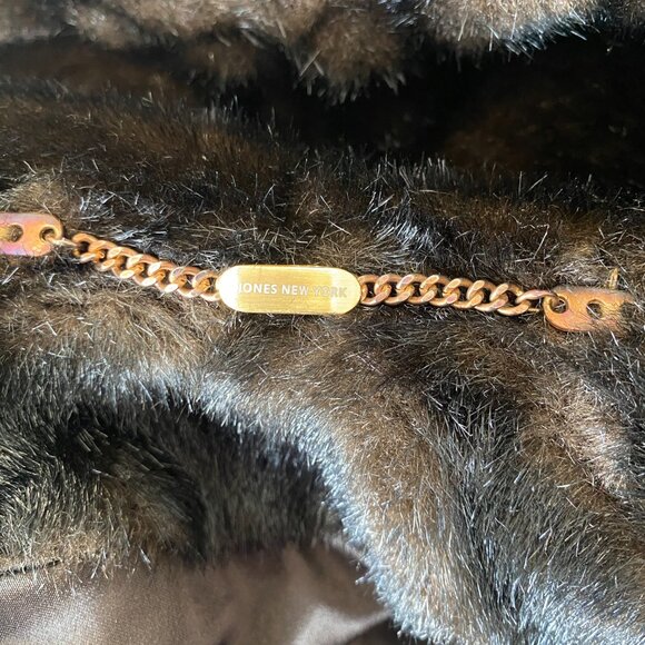 Jones New York Women’s Full Length Faux Fur Long Sleeve Pockets hooded Coat Sz M - Picture 9 of 14